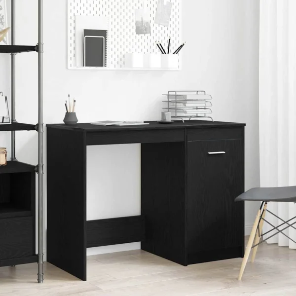 Bureau 100 x 50 x 76 cm chêne noir bois d'ingénierie – modèle 2 – vue d’ensemble