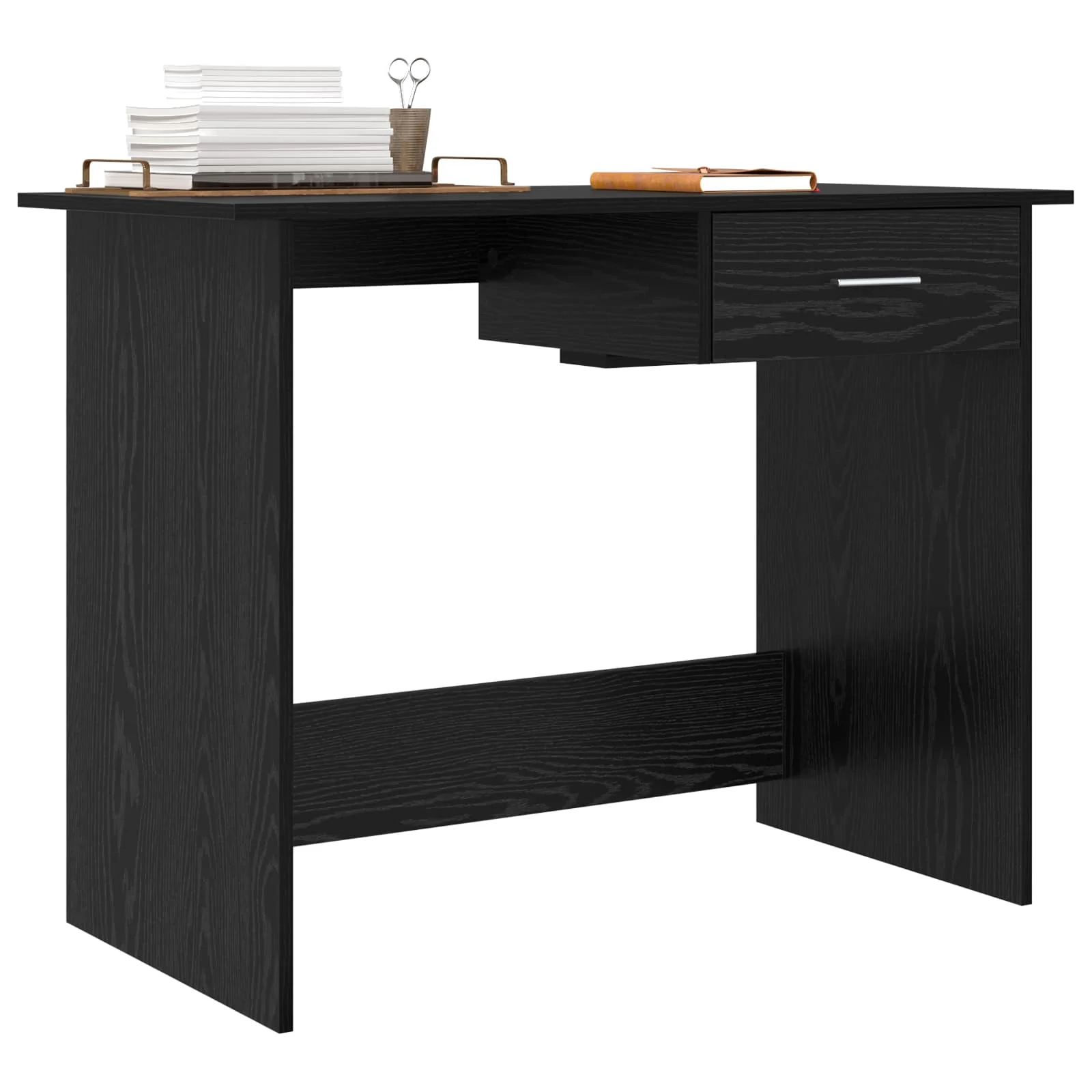 Bureau 100 x 50 x 76 cm chêne noir bois d'ingénierie – modèle 4 – vue de détail