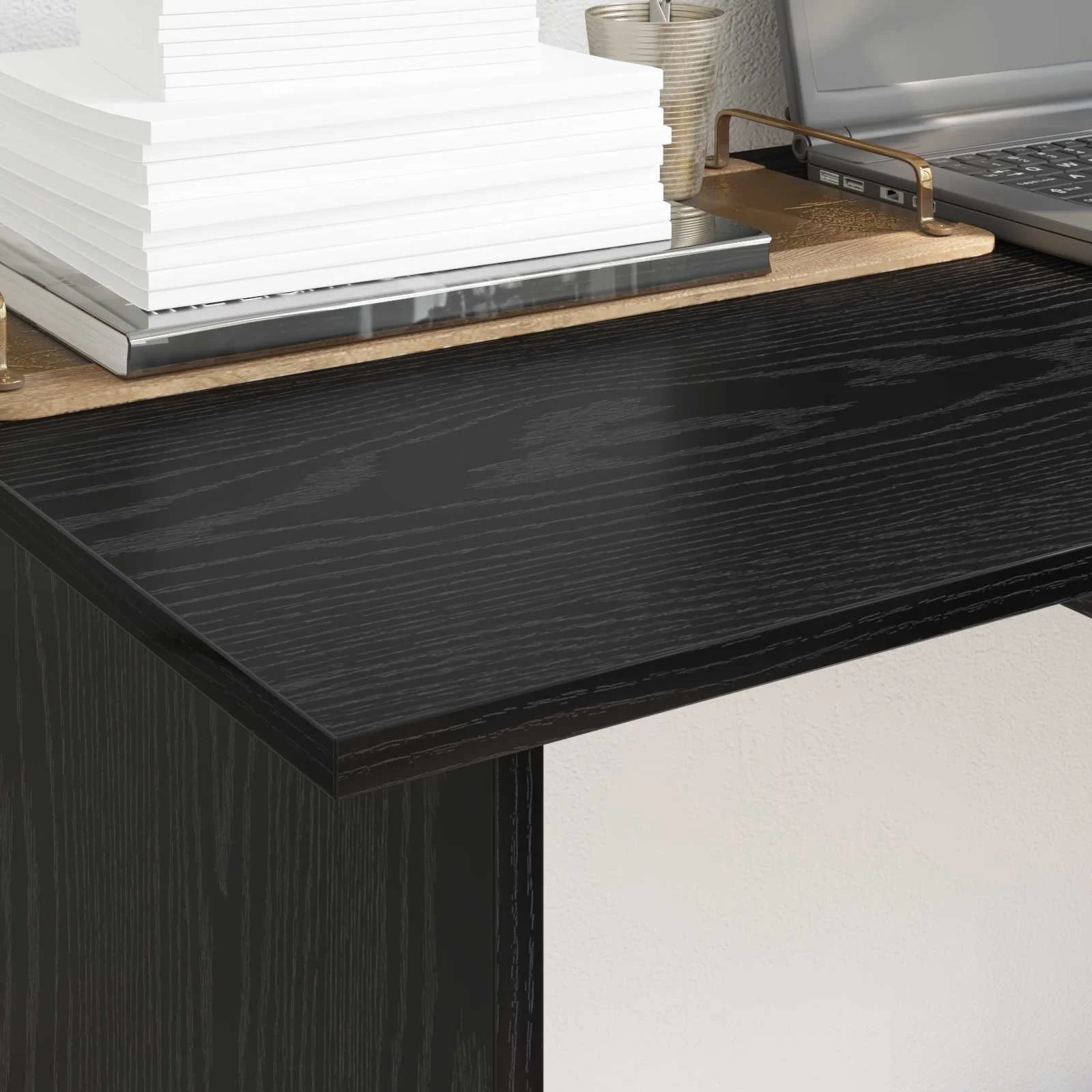 Bureau 100 x 50 x 76 cm chêne noir bois d'ingénierie – modèle 4 – vue en situation
