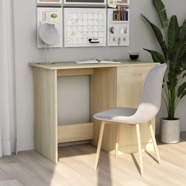 Bureau 100 x 50 x 76 cm chêne sonoma bois d'ingénierie – modèle 2 – vue d’ensemble