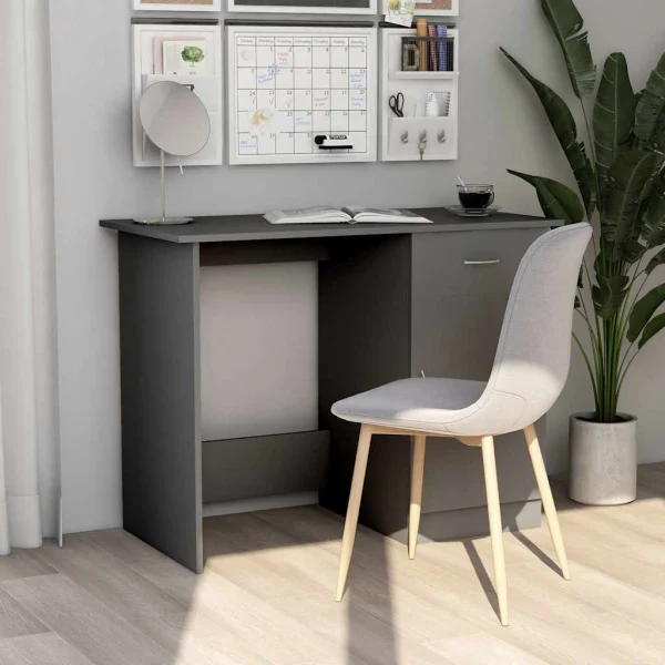 Bureau 100 x 50 x 76 cm gris aggloméré – vue d’ensemble