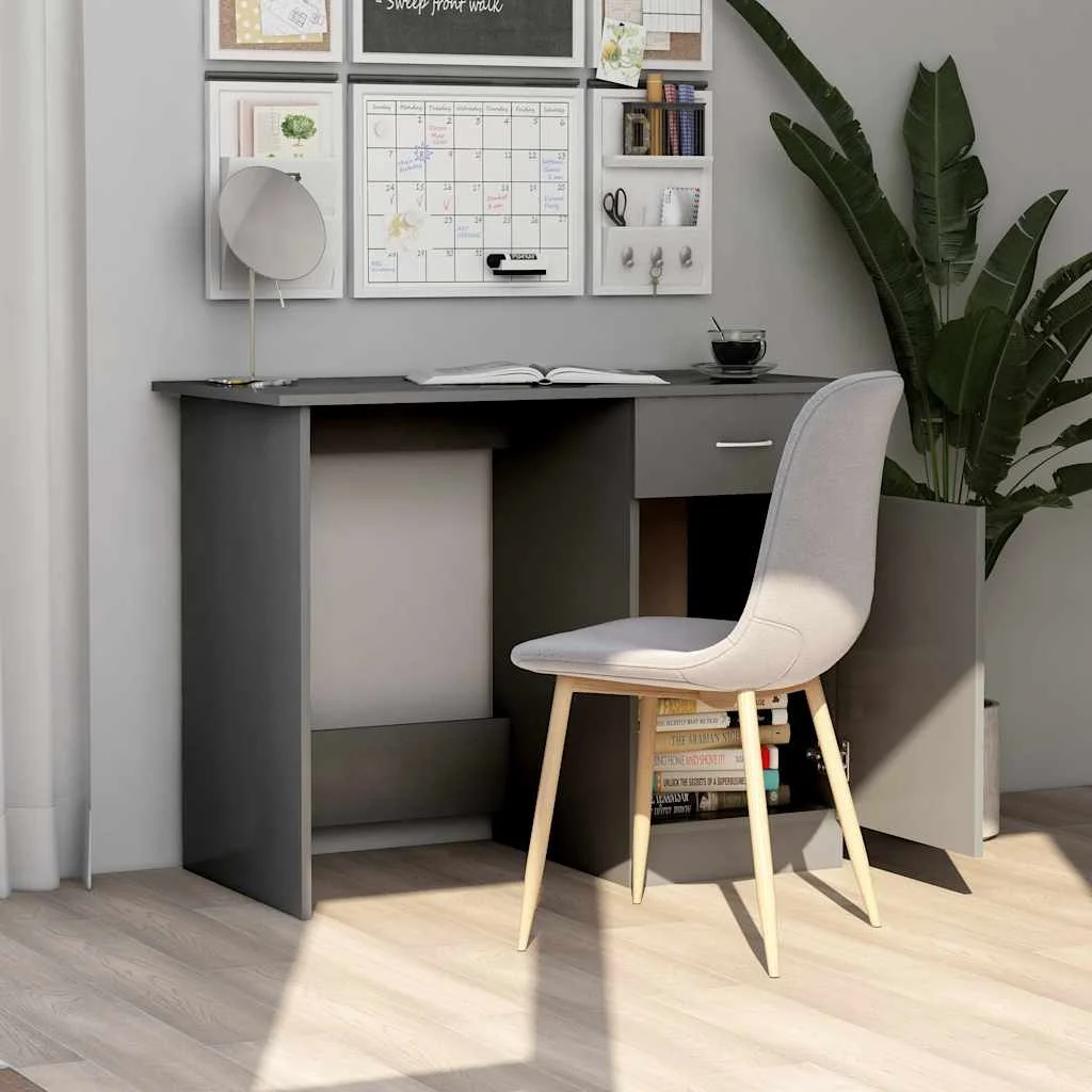 Bureau 100 x 50 x 76 cm gris aggloméré – vue de détail