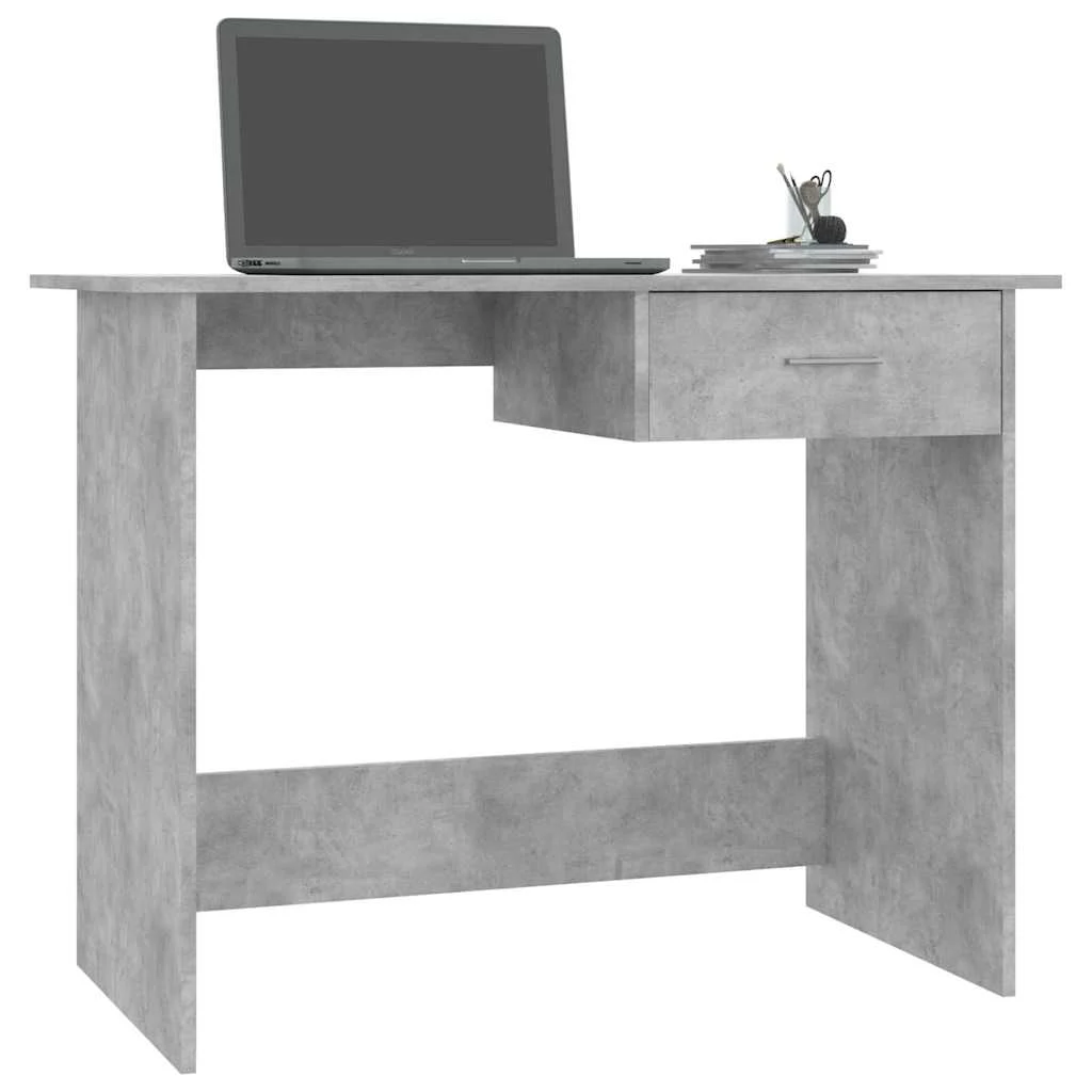 Bureau 100 x 50 x 76 cm gris béton bois d'ingénierie – vue de dessus