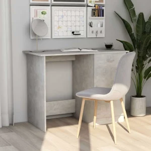 Bureau 100 x 50 x 76 cm gris béton bois d'ingénierie – modèle 2 – vue d’ensemble
