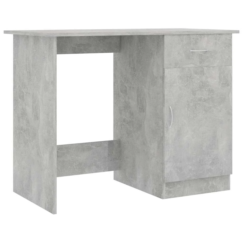 Bureau 100 x 50 x 76 cm gris béton bois d'ingénierie – modèle 2 – vue de côté