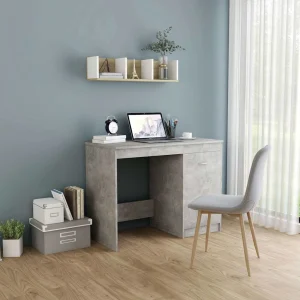 Bureau 100 x 50 x 76 cm gris béton bois d'ingénierie – modèle 3 – vue d’ensemble