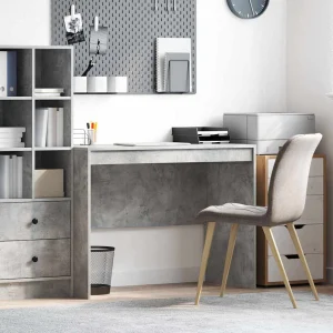 Bureau 100 x 50 x 76 cm gris béton bois d'ingénierie – modèle 4 – vue d’ensemble