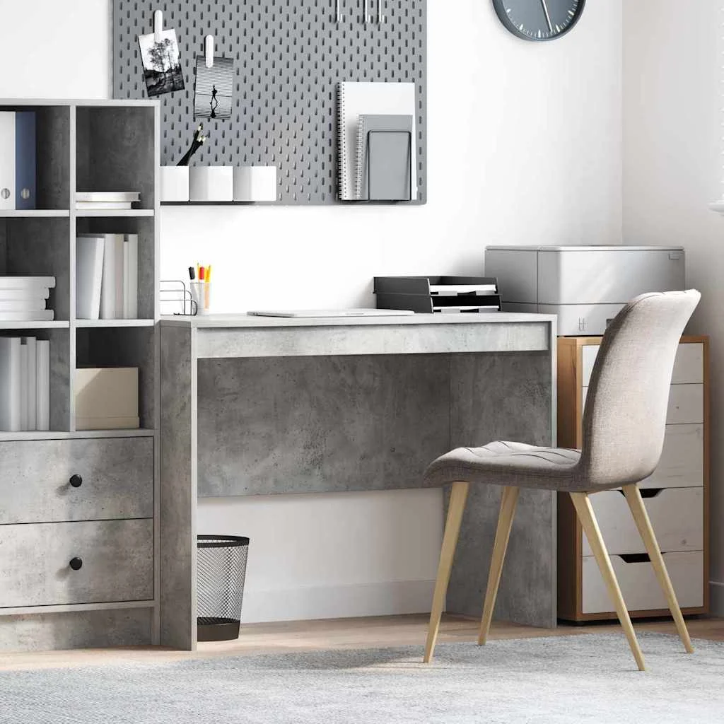 Bureau 100 x 50 x 76 cm gris béton bois d'ingénierie – modèle 4 – vue d’ensemble