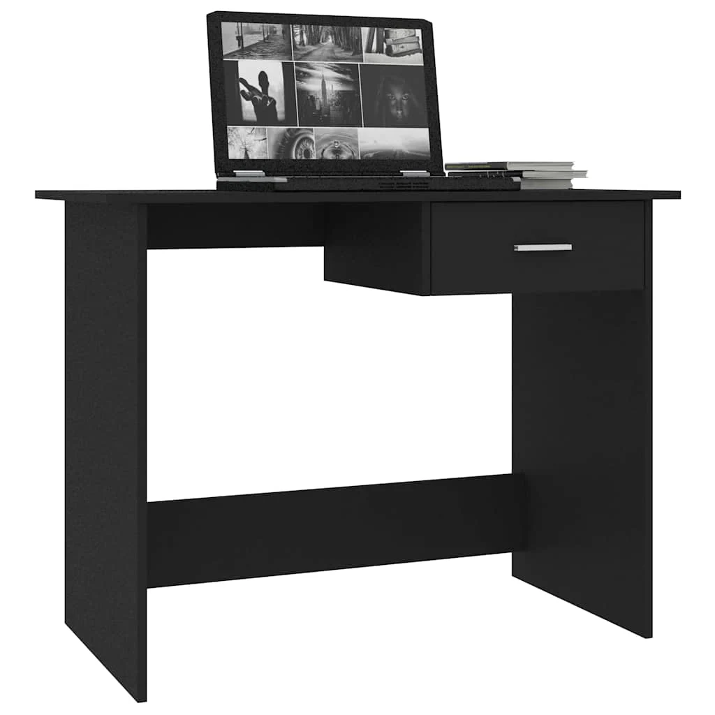 Bureau 100 x 50 x 76 cm noir bois d'ingénierie – vue de dessus