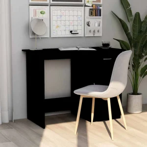 Bureau 100 x 50 x 76 cm noir bois d'ingénierie – modèle 2 – vue d’ensemble