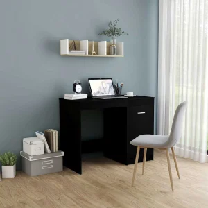 Bureau 100 x 50 x 76 cm noir bois d'ingénierie – modèle 3 – vue d’ensemble