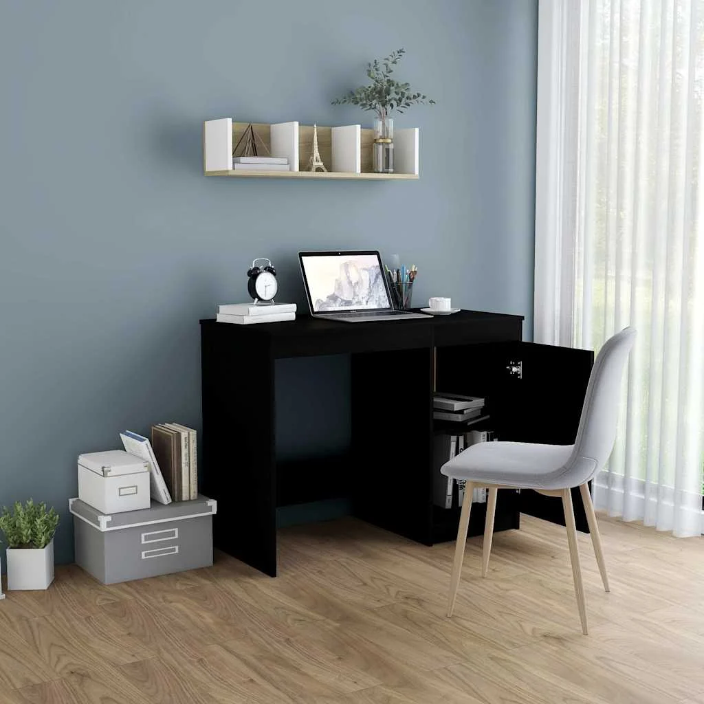 Bureau 100 x 50 x 76 cm noir bois d'ingénierie – modèle 3 – vue de détail