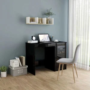 Bureau 100 x 50 x 76 cm noir brillant aggloméré – modèle 2 – vue d’ensemble