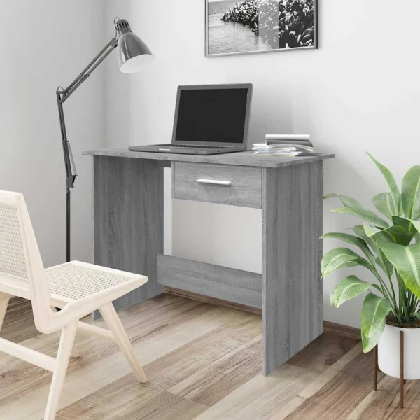 Bureau 100 x 50 x 76 cm sonoma gris bois d'ingénierie – vue d’ensemble