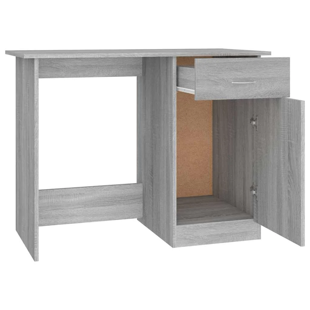 Bureau 100 x 50 x 76 cm sonoma gris bois d'ingénierie – modèle 2 – vue de dessus
