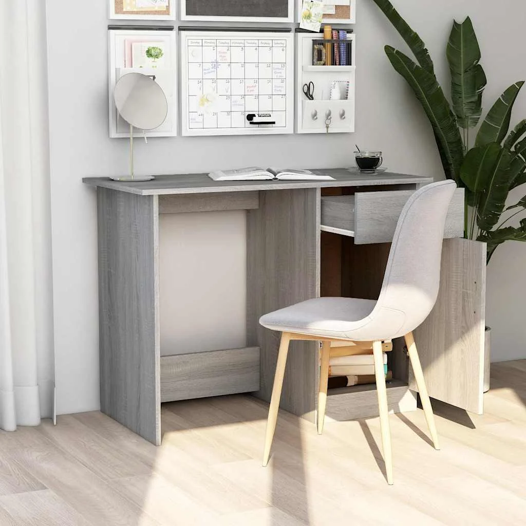 Bureau 100 x 50 x 76 cm sonoma gris bois d'ingénierie – modèle 2 – vue de détail