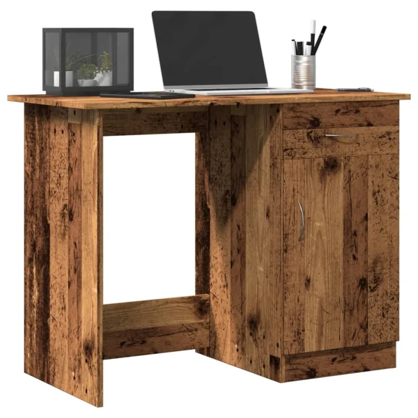 Bureau 100 x 50 x 76 cm vieux bois bois d'ingénierie – vue d’ensemble