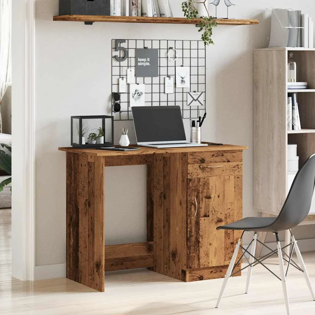 Bureau 100 x 50 x 76 cm vieux bois bois d'ingénierie – vue de détail