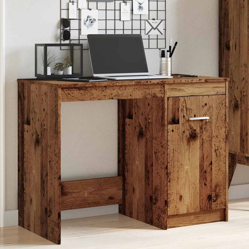 Bureau 100 x 50 x 76 cm vieux bois bois d'ingénierie – modèle 2 – vue de détail