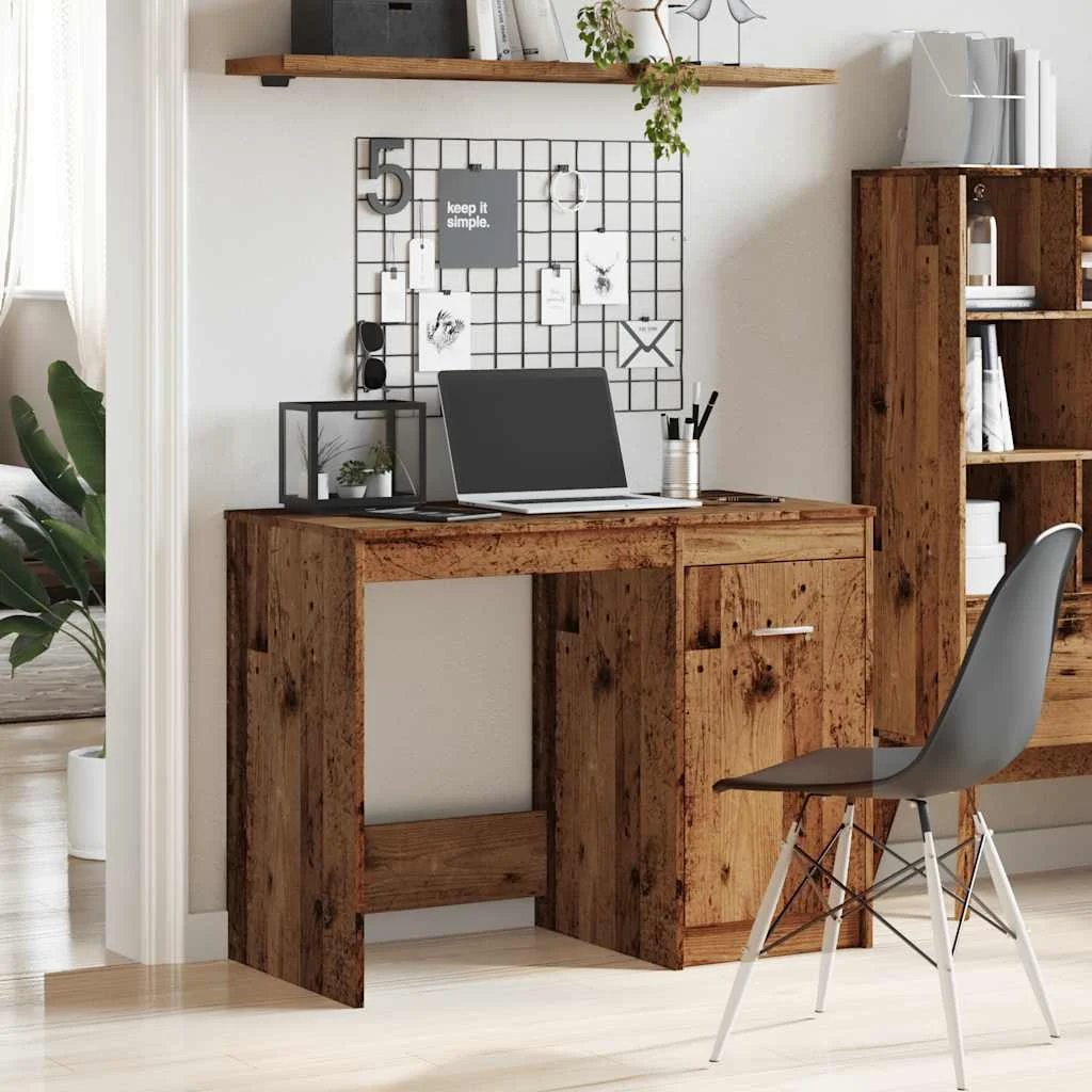 Bureau 100 x 50 x 76 cm vieux bois bois d'ingénierie – modèle 2 – vue en situation