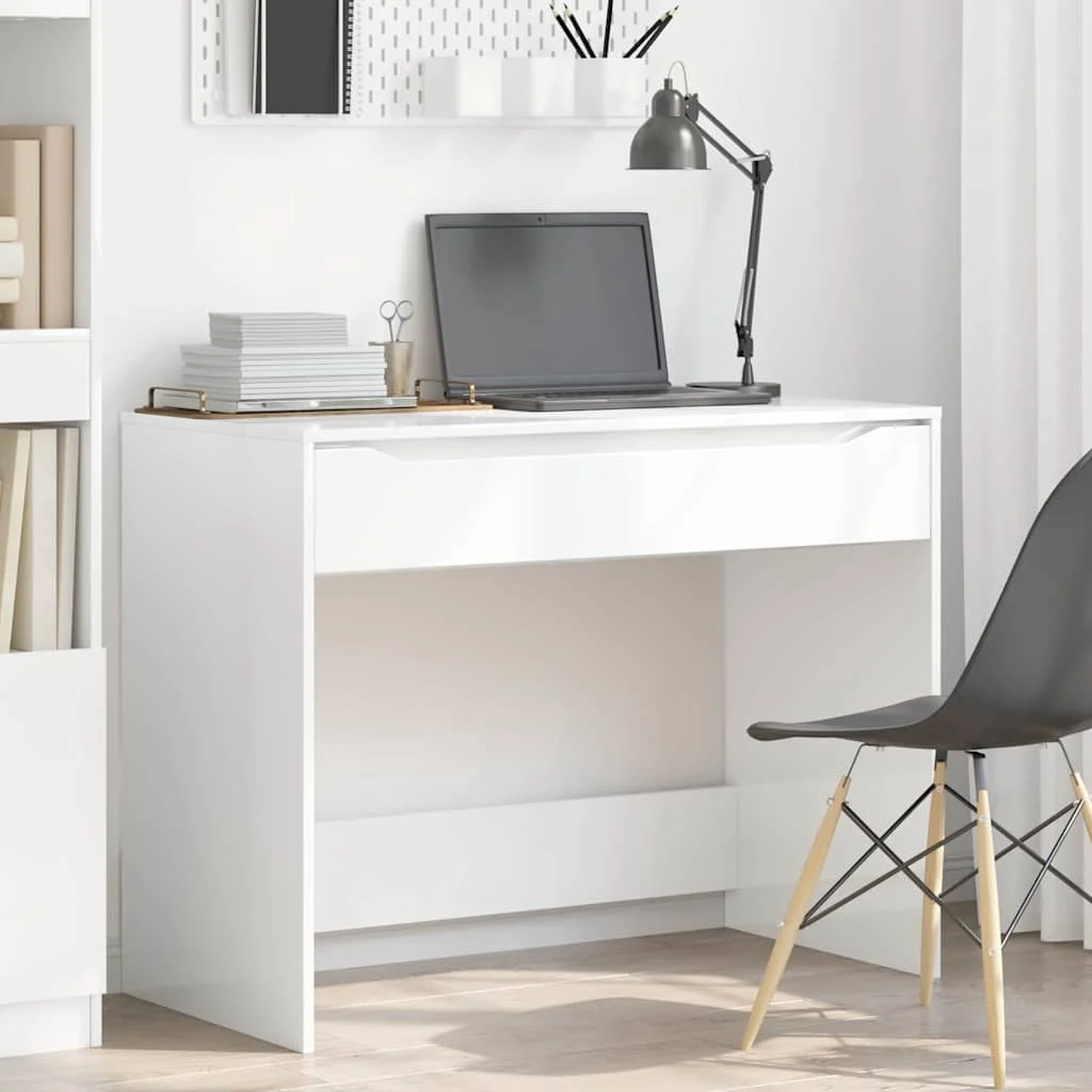Bureau 100 x 50 x 78 cm blanc brillant – vue en situation