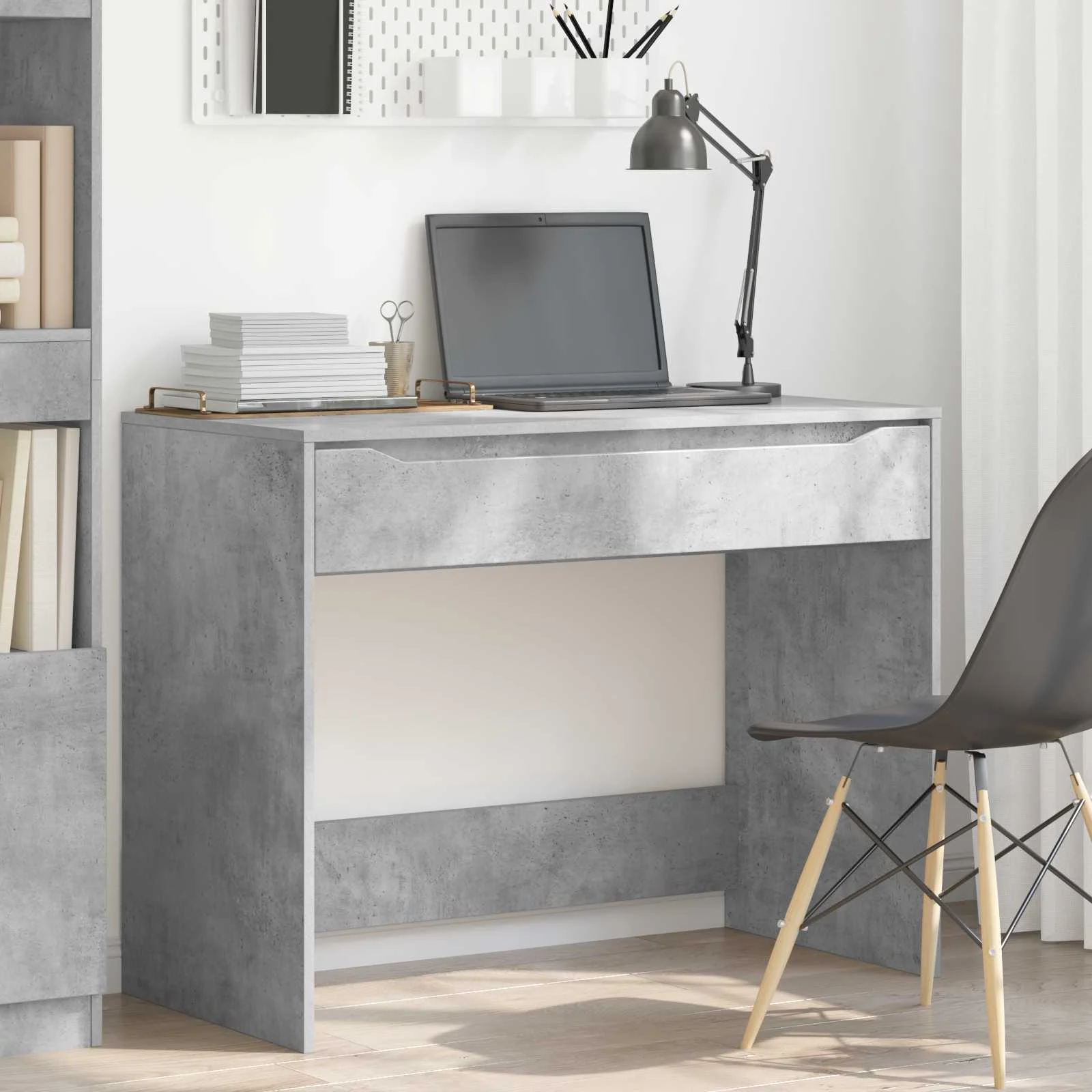 Bureau 100 x 50 x 78 cm gris béton – vue en situation