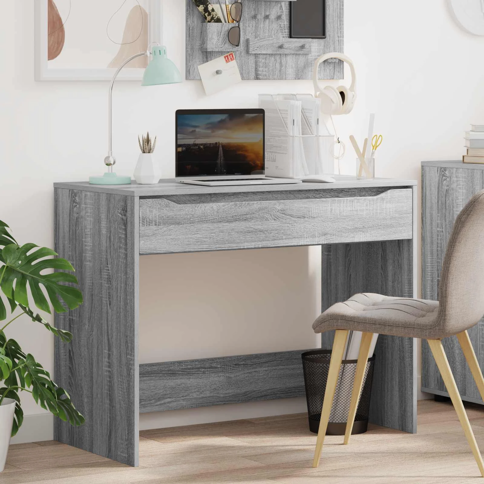 Bureau 100 x 50 x 78 cm gris sonoma – vue d’ensemble