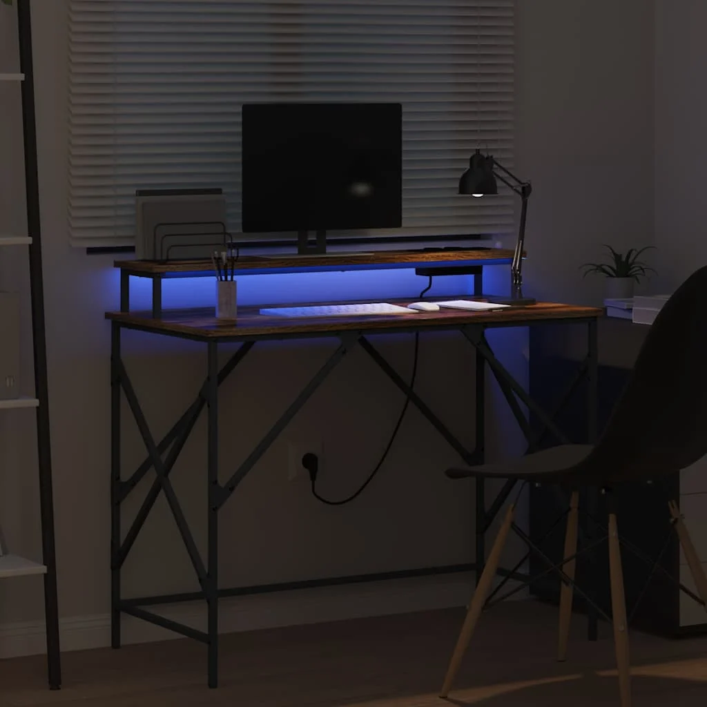 Bureau 100 x 50 x 86,5 cm chêne fumé bois d'ingénierie – vue de dessus