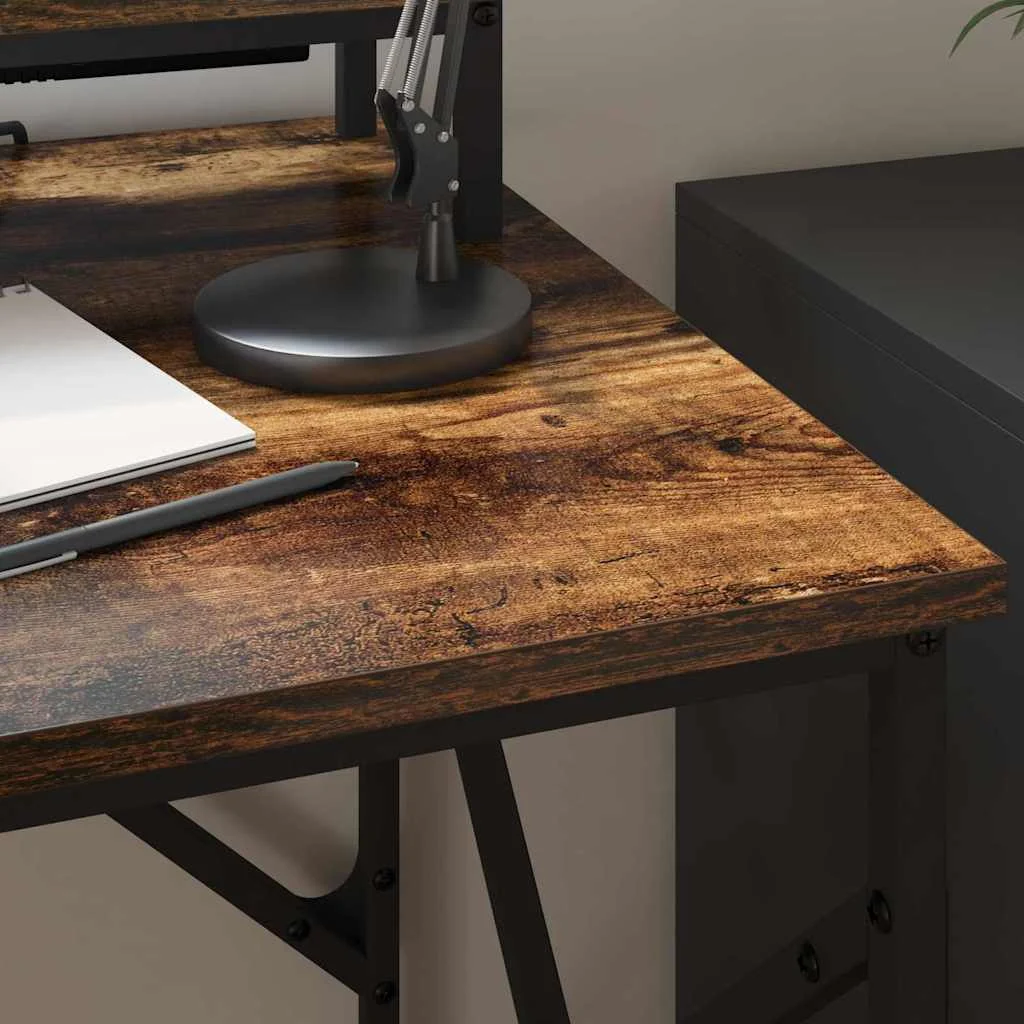 Bureau 100 x 50 x 86,5 cm chêne fumé bois d'ingénierie – vue de dos