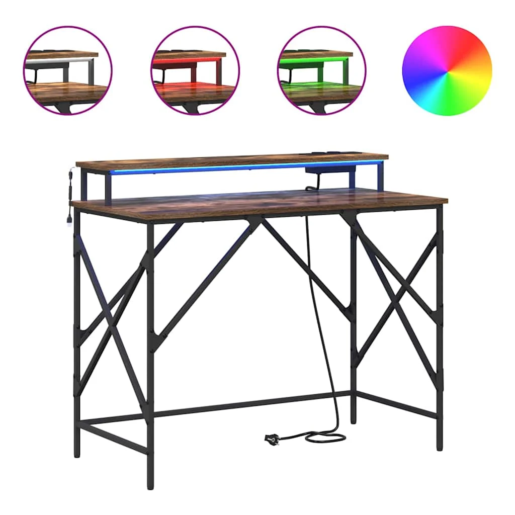 Bureau 100 x 50 x 86,5 cm chêne fumé bois d'ingénierie – vue en situation