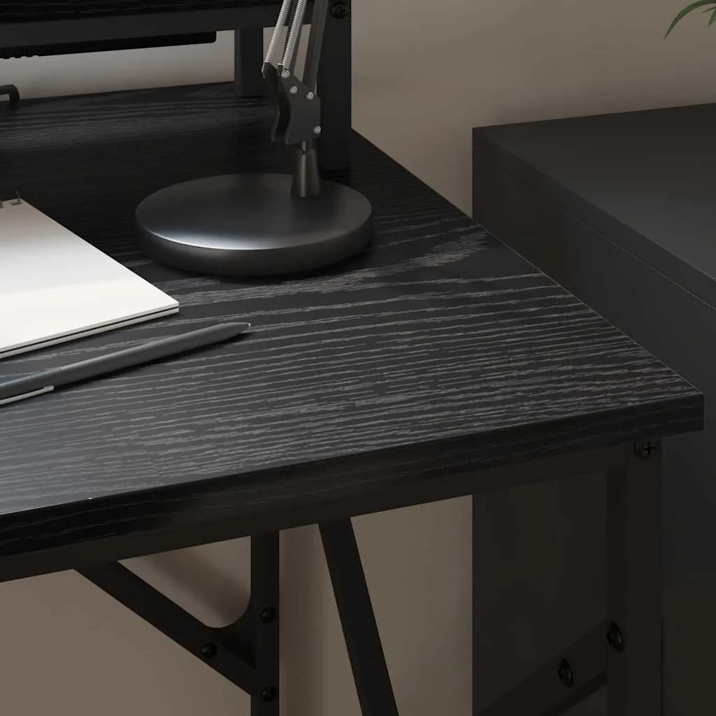 Bureau 100 x 50 x 86,5 cm chêne noir bois d'ingénierie – vue de dos