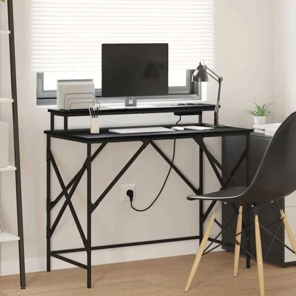 Bureau 100 x 50 x 86,5 cm chêne noir bois d'ingénierie – vue d’ensemble