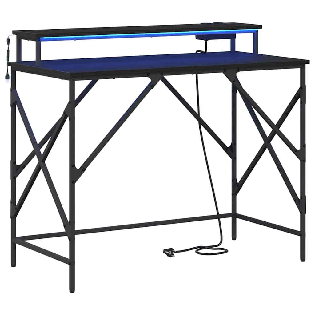 Bureau 100 x 50 x 86,5 cm chêne noir bois d'ingénierie – vue de côté