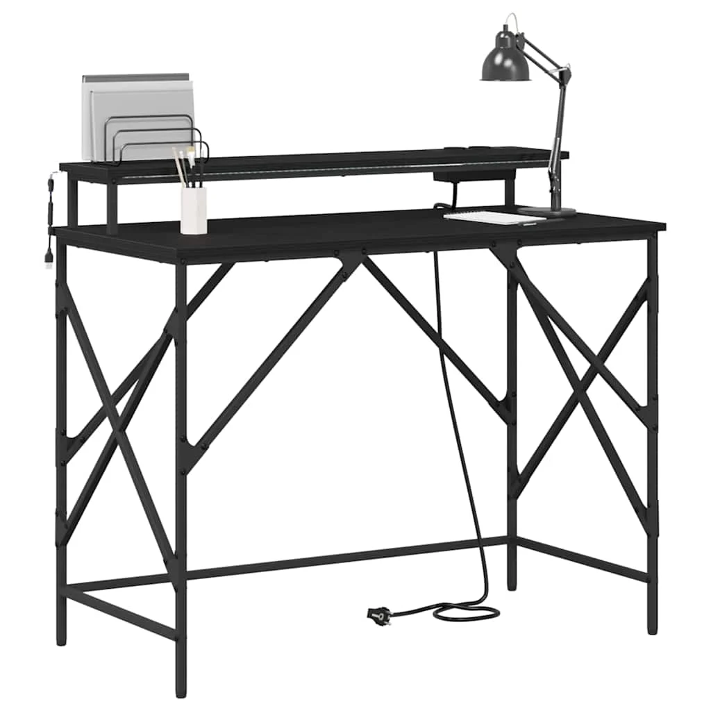 Bureau 100 x 50 x 86,5 cm chêne noir bois d'ingénierie – vue de détail