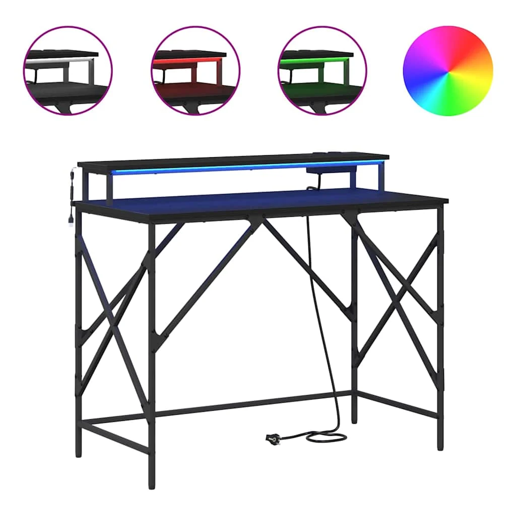 Bureau 100 x 50 x 86,5 cm chêne noir bois d'ingénierie – vue en situation