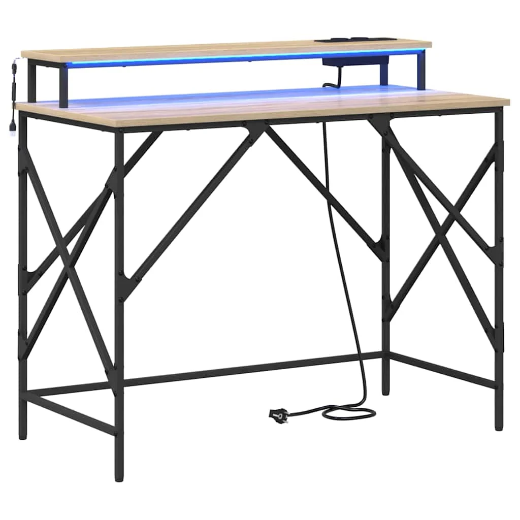 Bureau 100 x 50 x 86,5 cm chêne sonoma bois d'ingénierie – vue de côté