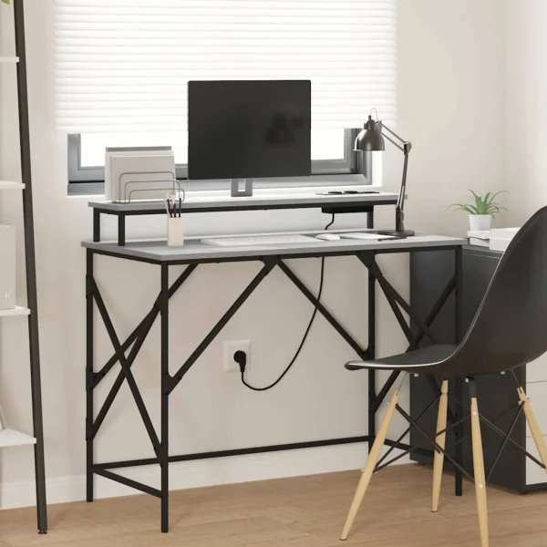 Bureau 100 x 50 x 86,5 cm sonoma gris bois d'ingénierie – vue d’ensemble