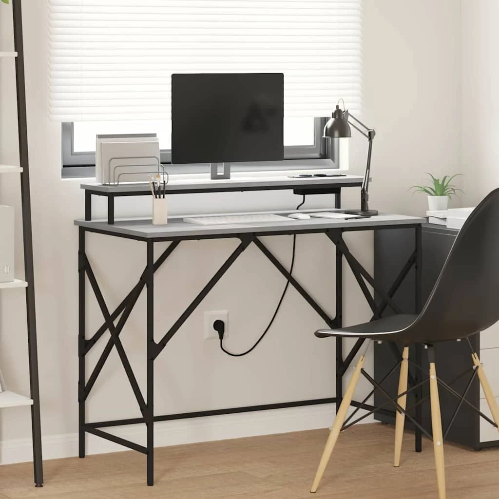 Bureau 100 x 50 x 86,5 cm sonoma gris bois d'ingénierie – vue d’ensemble