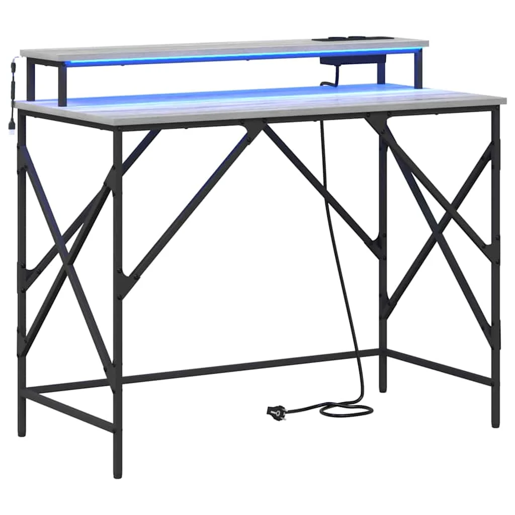Bureau 100 x 50 x 86,5 cm sonoma gris bois d'ingénierie – vue de côté