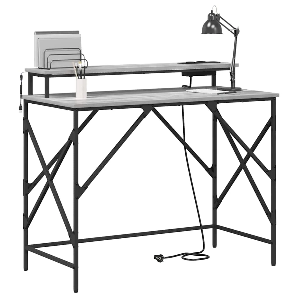 Bureau 100 x 50 x 86,5 cm sonoma gris bois d'ingénierie – vue de détail