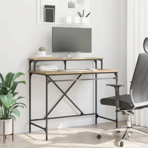 Bureau 100 x 50 x 90 cm chêne artisanal bois d'ingénierie – vue d’ensemble