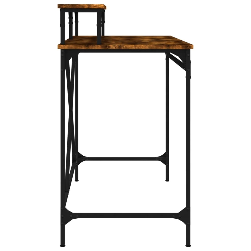 Bureau 100 x 50 x 90 cm chêne fumé bois d'ingénierie – vue de dessus