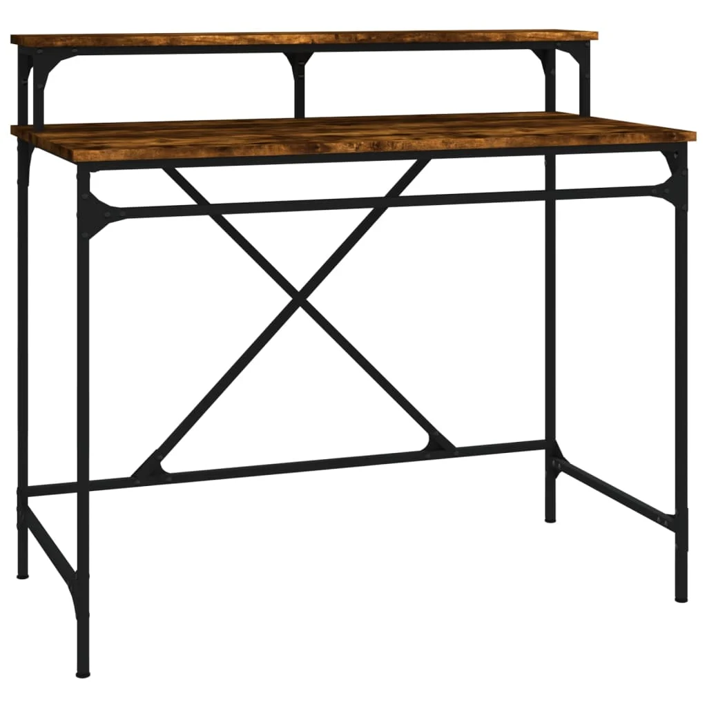 Bureau 100 x 50 x 90 cm chêne fumé bois d'ingénierie – vue de côté