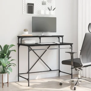 Bureau 100 x 50 x 90 cm chêne noir bois d'ingénierie – vue d’ensemble
