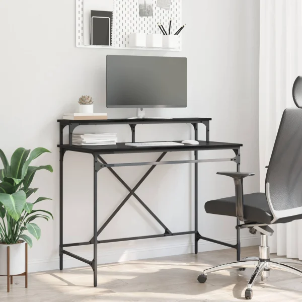Bureau 100 x 50 x 90 cm chêne noir bois d'ingénierie – vue d’ensemble