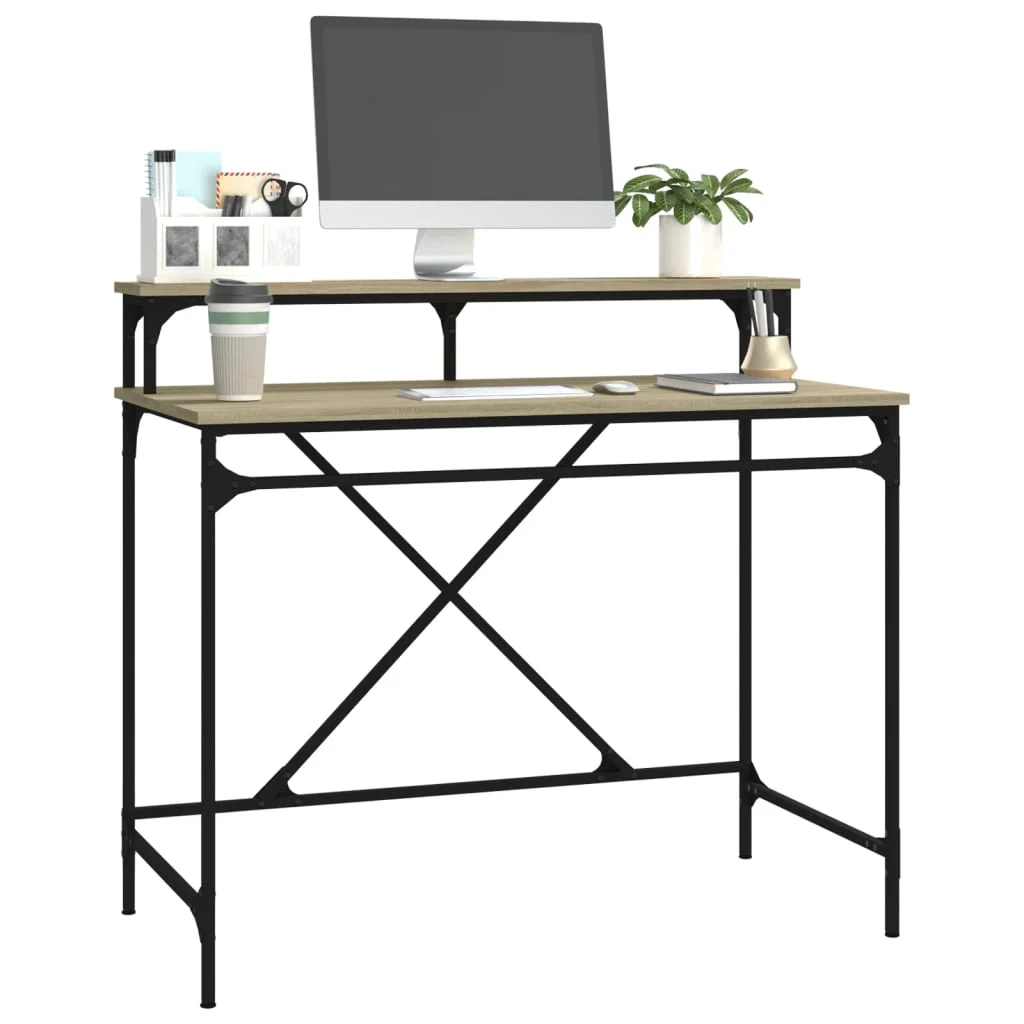 Bureau 100 x 50 x 90 cm chêne sonoma bois d'ingénierie – vue de dos