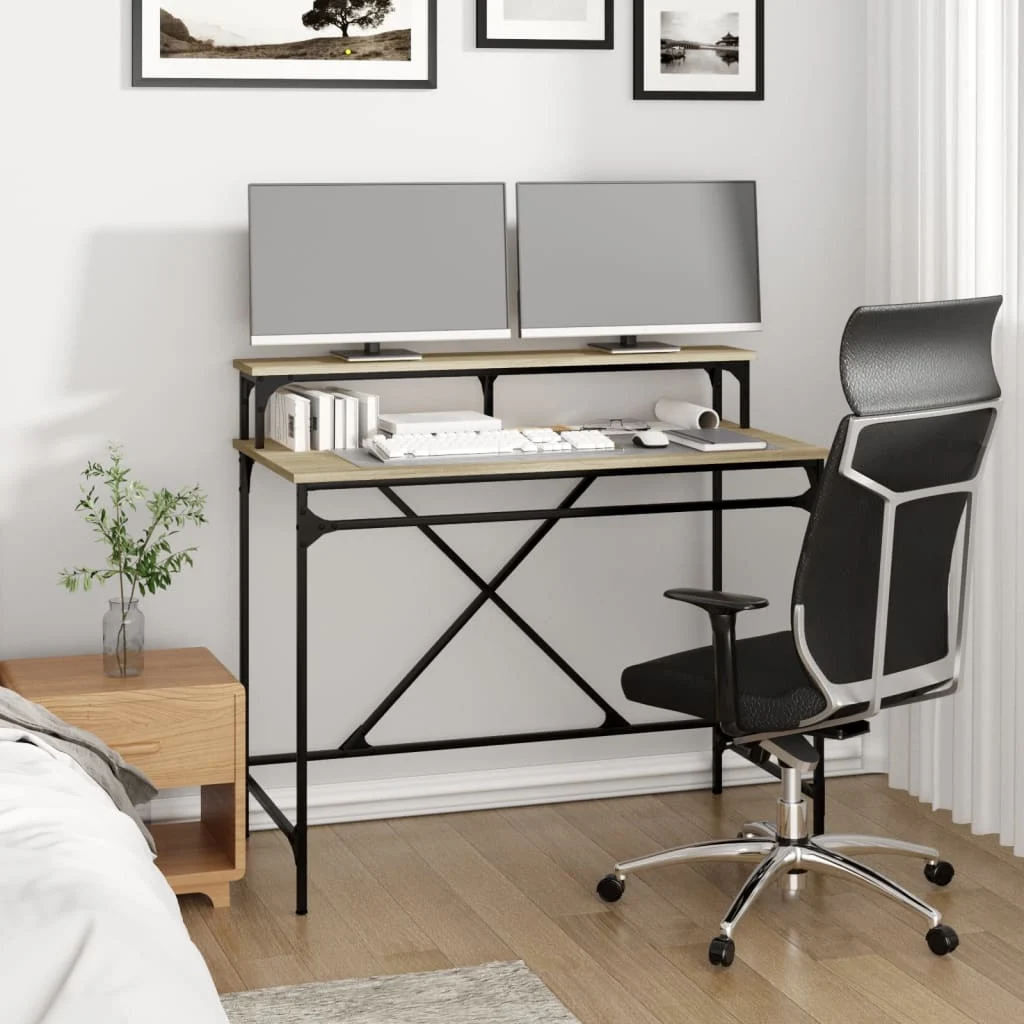 Bureau 100 x 50 x 90 cm chêne sonoma bois d'ingénierie – vue de détail
