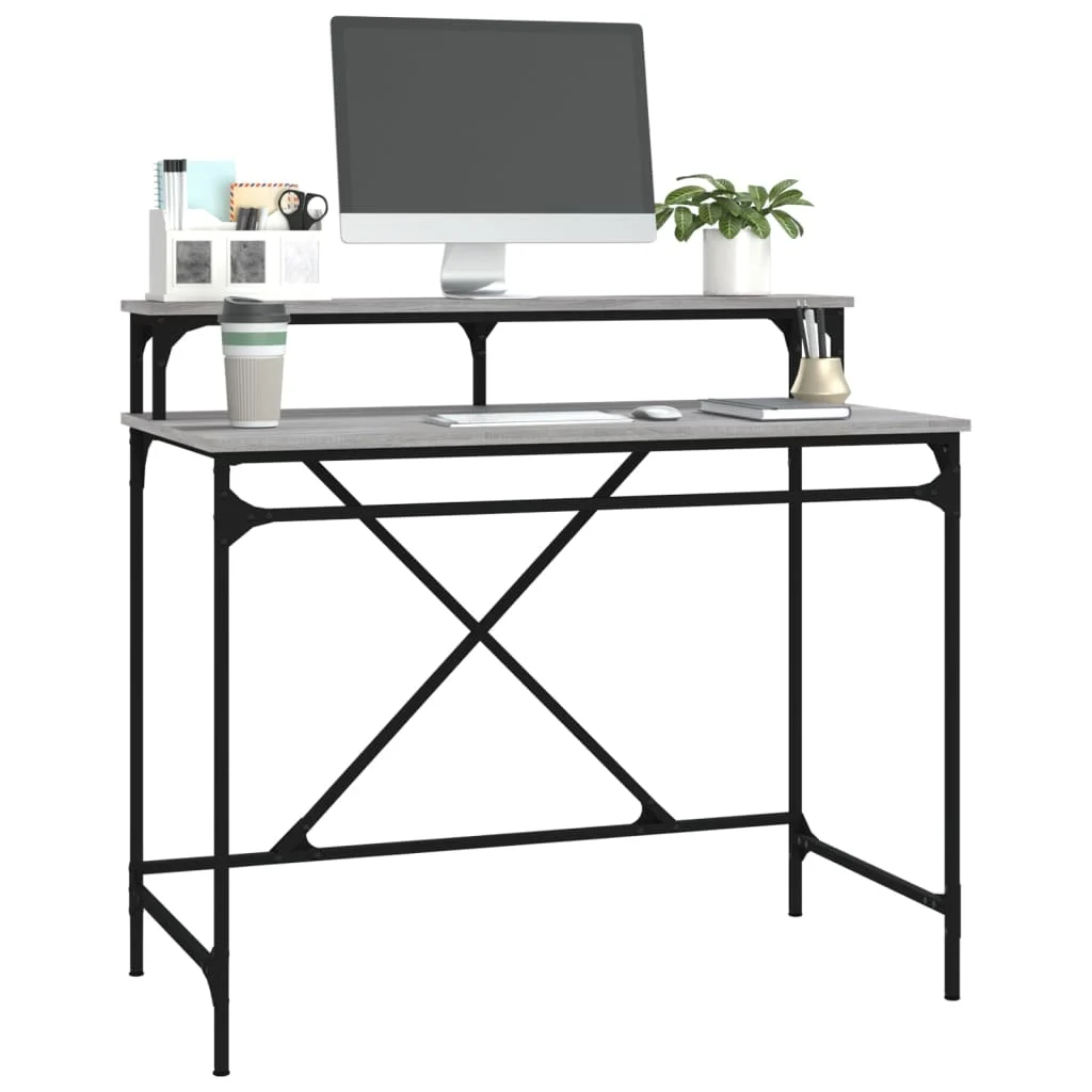 Bureau 100 x 50 x 90 cm sonoma gris bois d'ingénierie – vue de dos