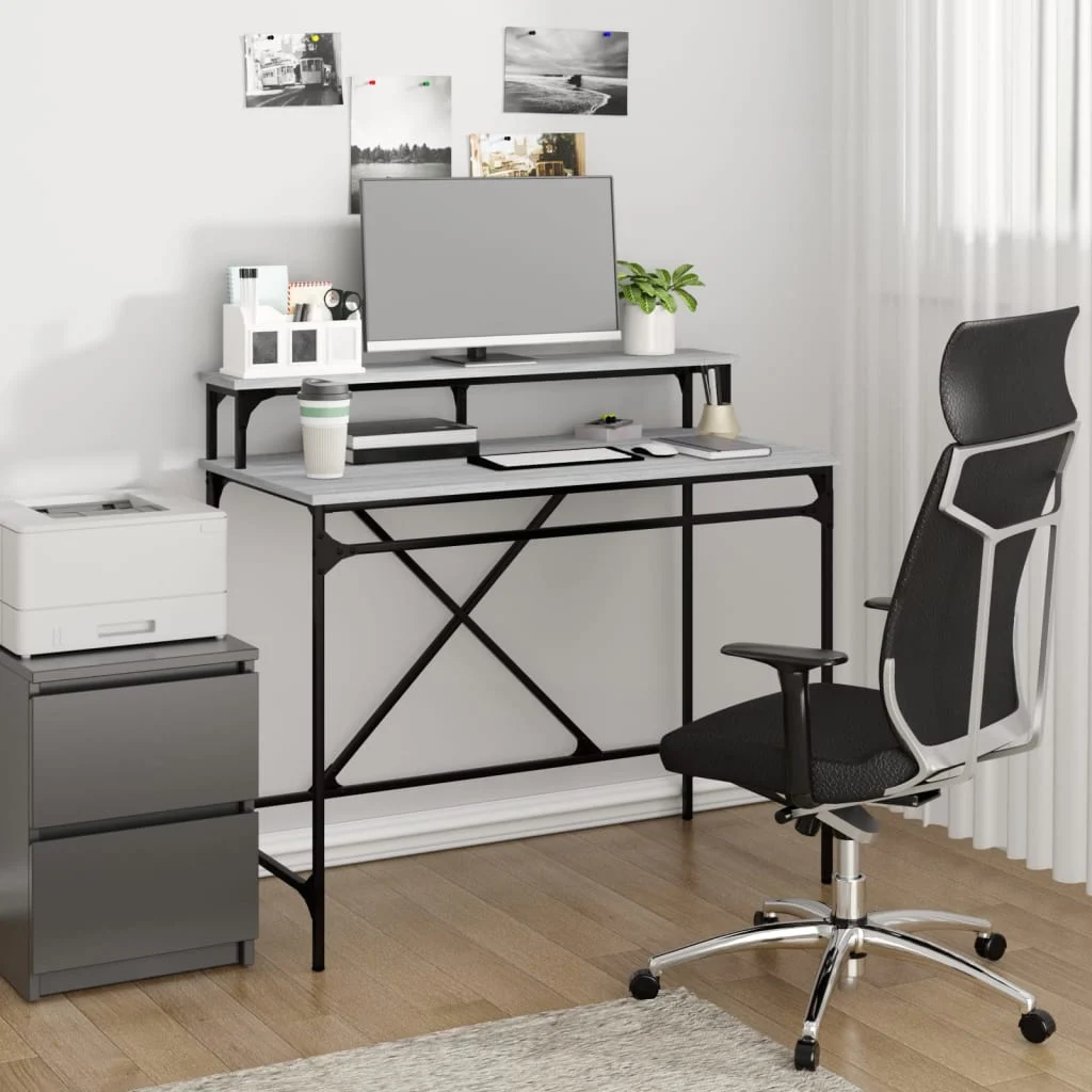 Bureau 100 x 50 x 90 cm sonoma gris bois d'ingénierie – vue d’ensemble