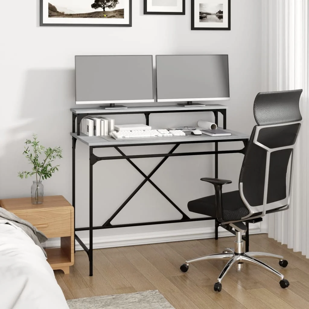 Bureau 100 x 50 x 90 cm sonoma gris bois d'ingénierie – vue de détail